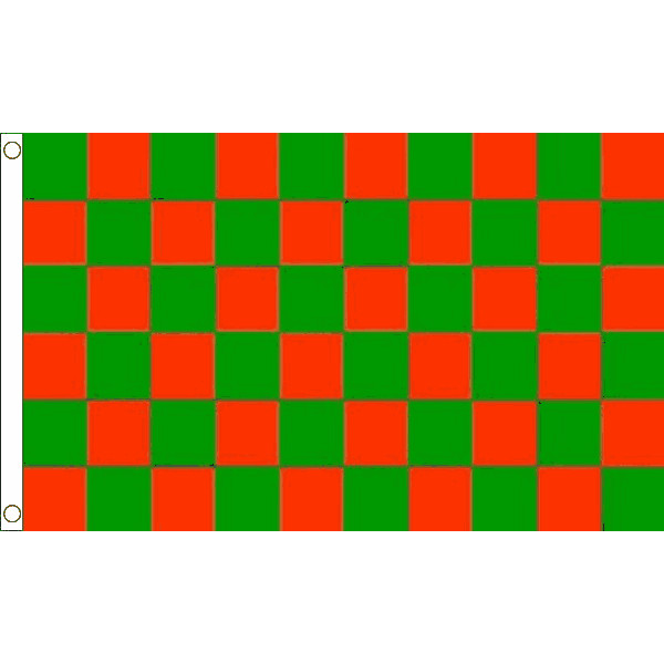 5ft 3ft 5' 3' (150 x 90 cm) Green & Red Check Checked Hand Flag Flags Scrunchie