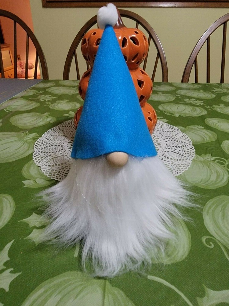 Handmade Gnome with light blue hat and white beard