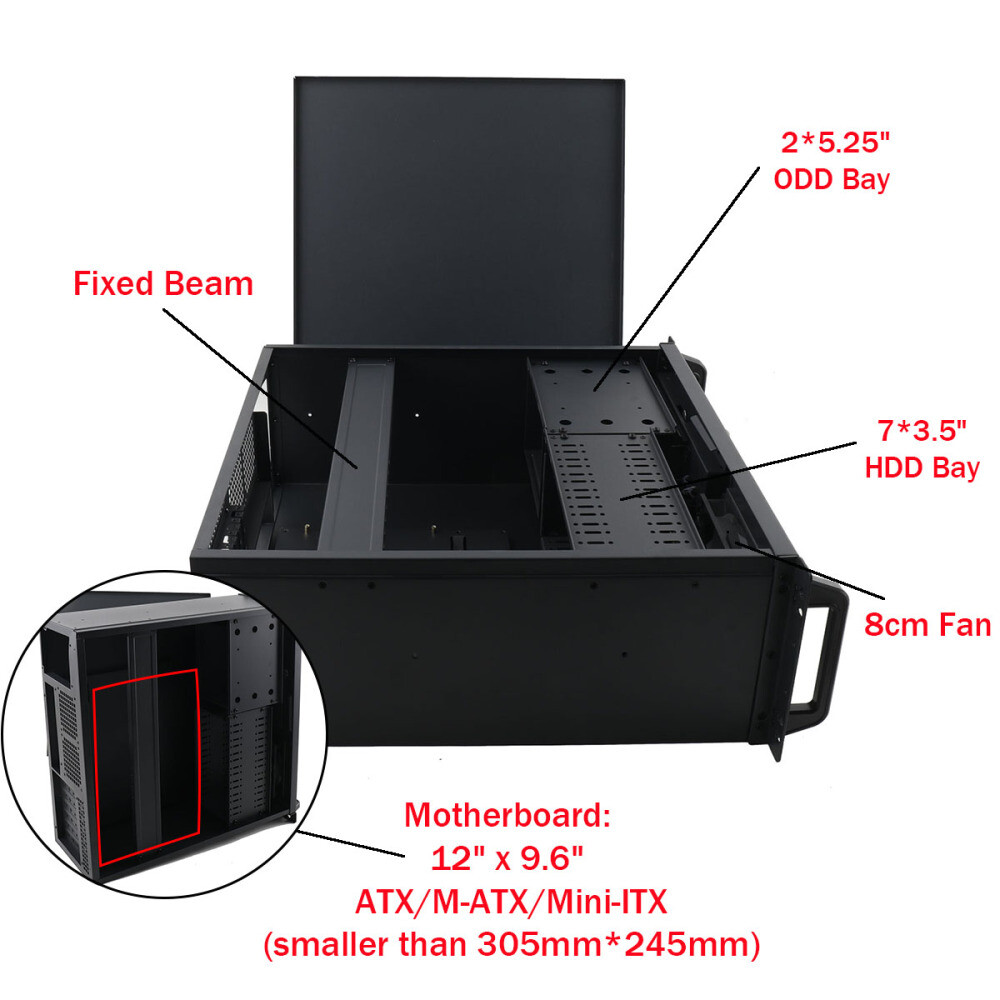 4U Server Computer Chassis Rackmount Case w/Fan | 7X3.5" HDD Bays 2X5.25" Driver