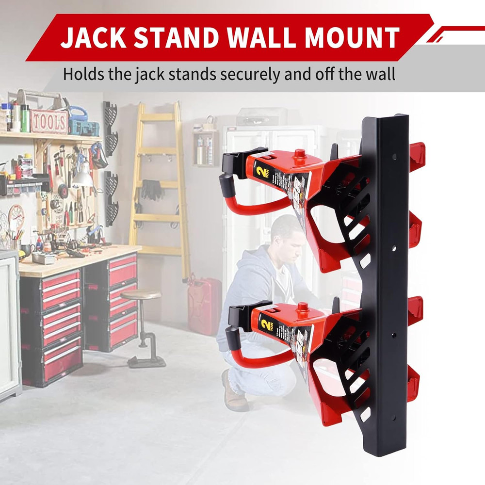 Jack Stand Wall Mount Organizer - Space-Saving Storage Rack for Your Garage
