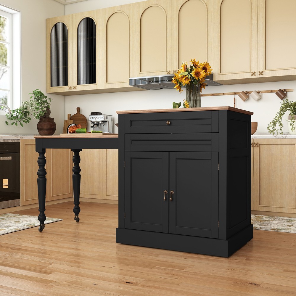 Retractable Multifunctional Kitchen Island Space Saving Storage Dining Workbench