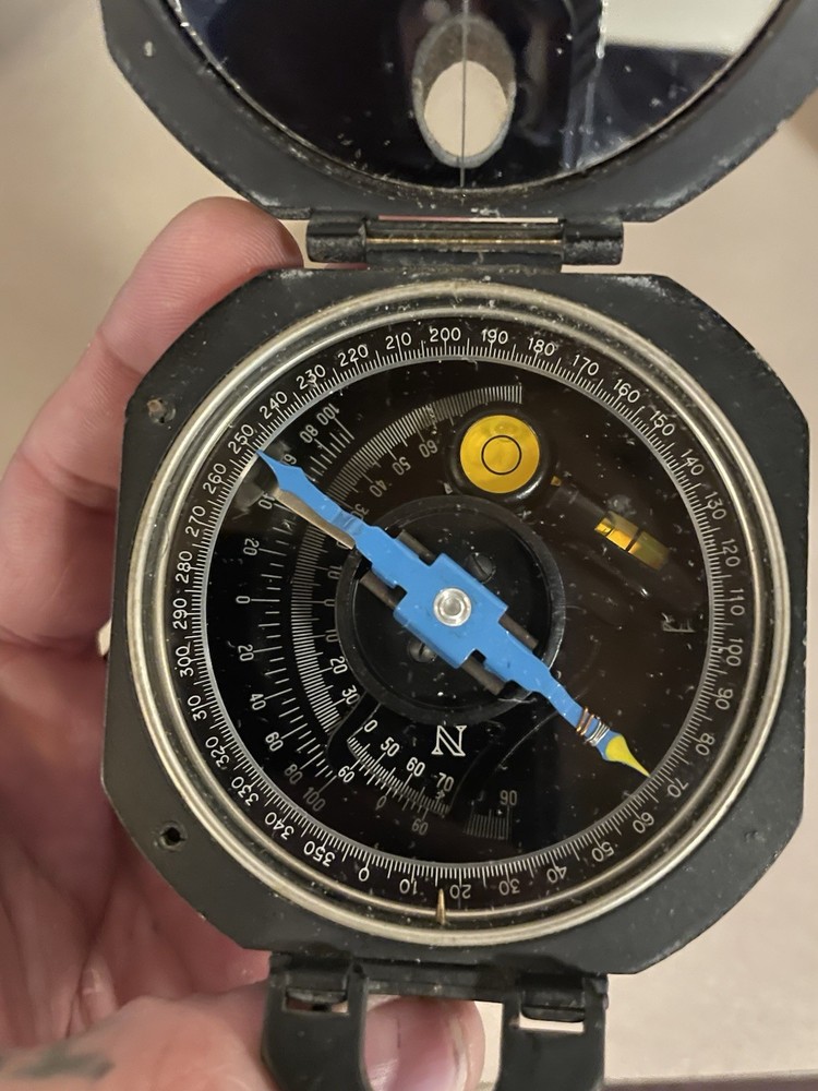 Vintage Compass With Hard Leather Case