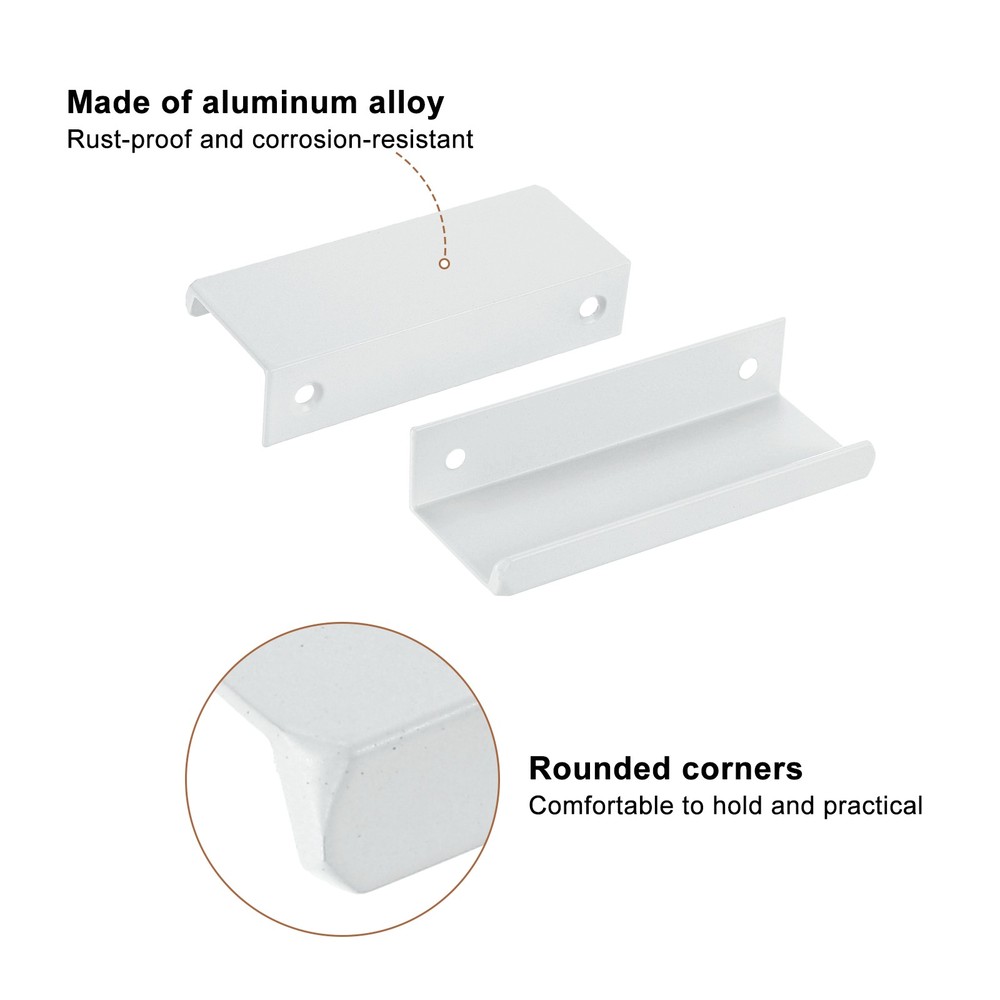 Cabinet Edge Finger Pull, 6pcs 80mm / 3.15" Hidden Cabinet Pulls, White
