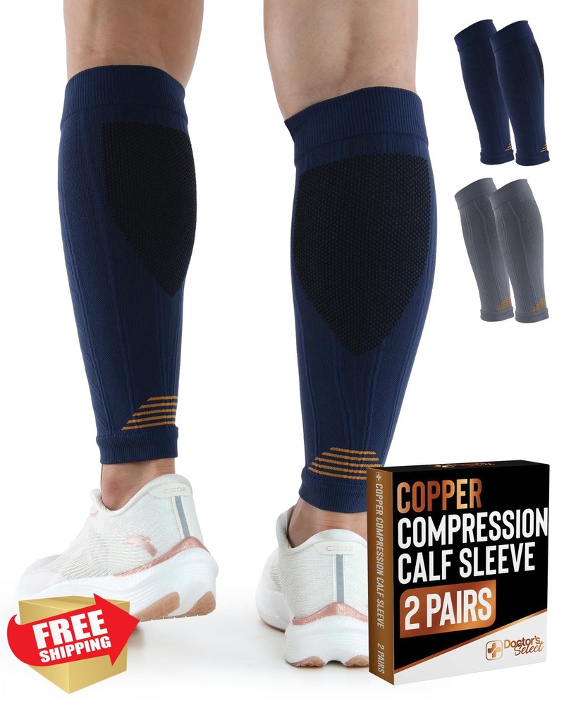Doctor's Select 2 Pairs Copper Calf Compression Sleeves
