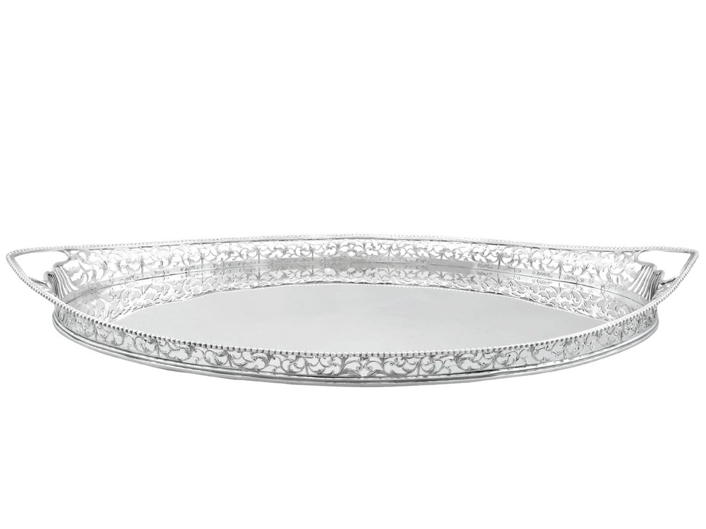 Antique Dutch Silver Gallery Tea Tray