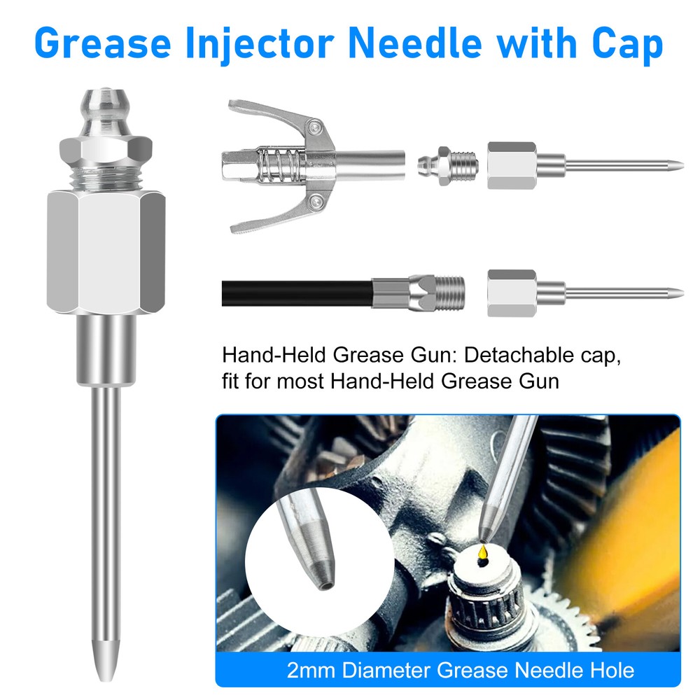 8pcs/Set Grease Gun Injector Needle Dispenser Nozzle 90 Degree Coupler Adapter