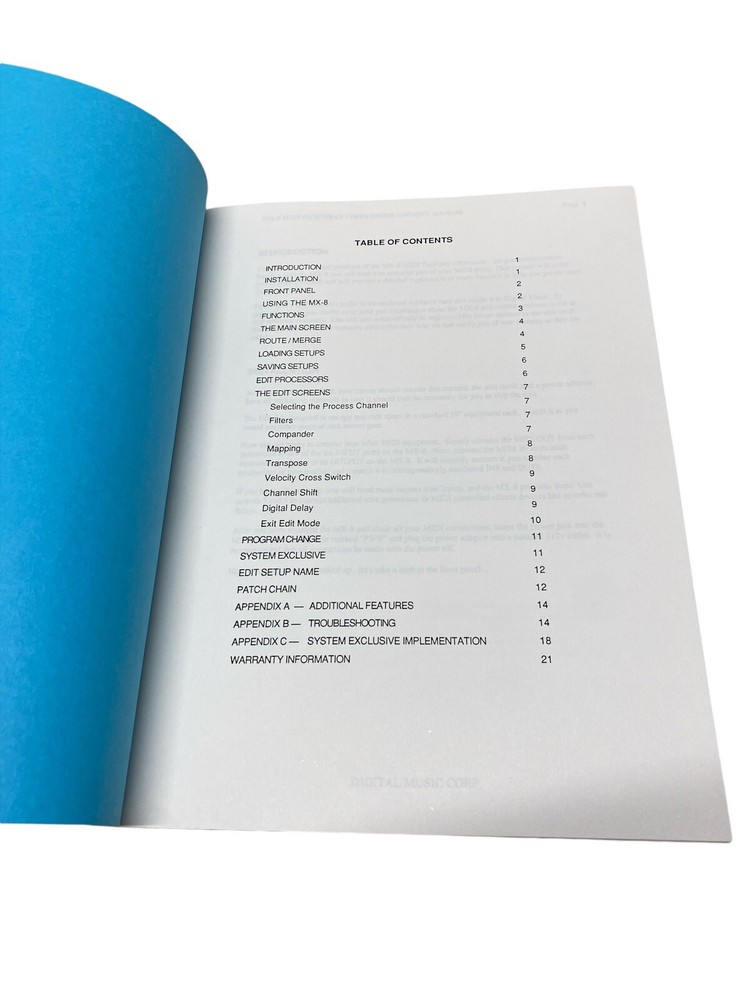 MX-8 MIDI Patchbay Processor Owners Manual