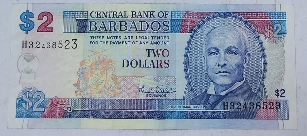 BARBADOS 🇧🇧 TWO (2) DOLLARS BANKNOTE 2000