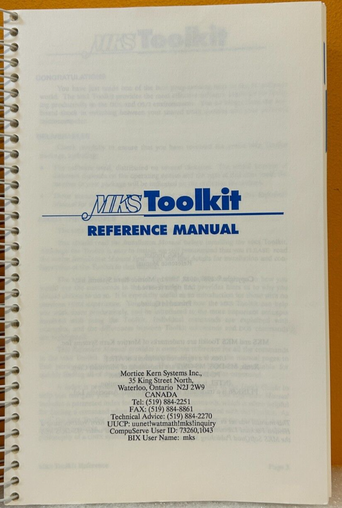 Mortice Kern Systems MKS 1989 Toolkit Reference Manual.
