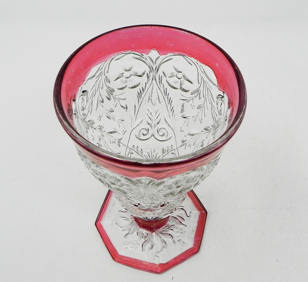 EAPG McKee Glass Ruby Flashed ROCK CRYSTAL Candy Jar with Lid