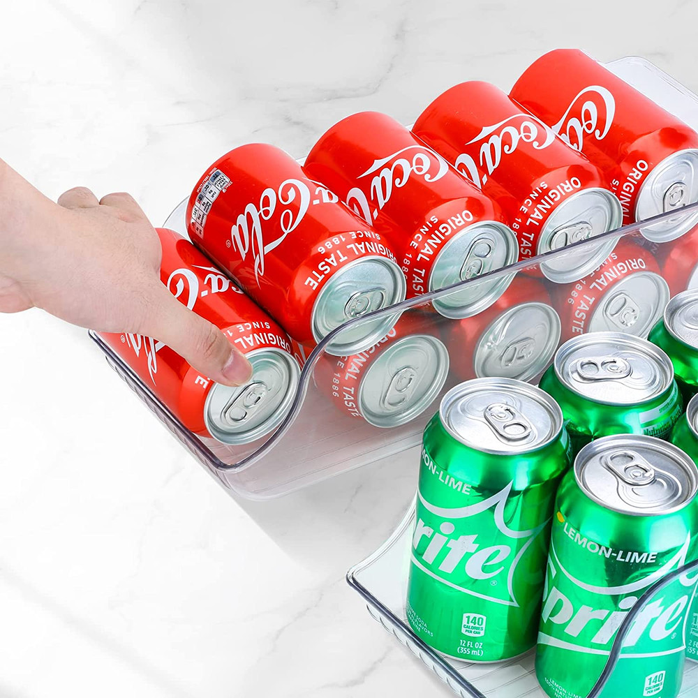 2 Pack Standard Can Drink Dispenser Organizer for Refrigerator Plastic Soda Pop