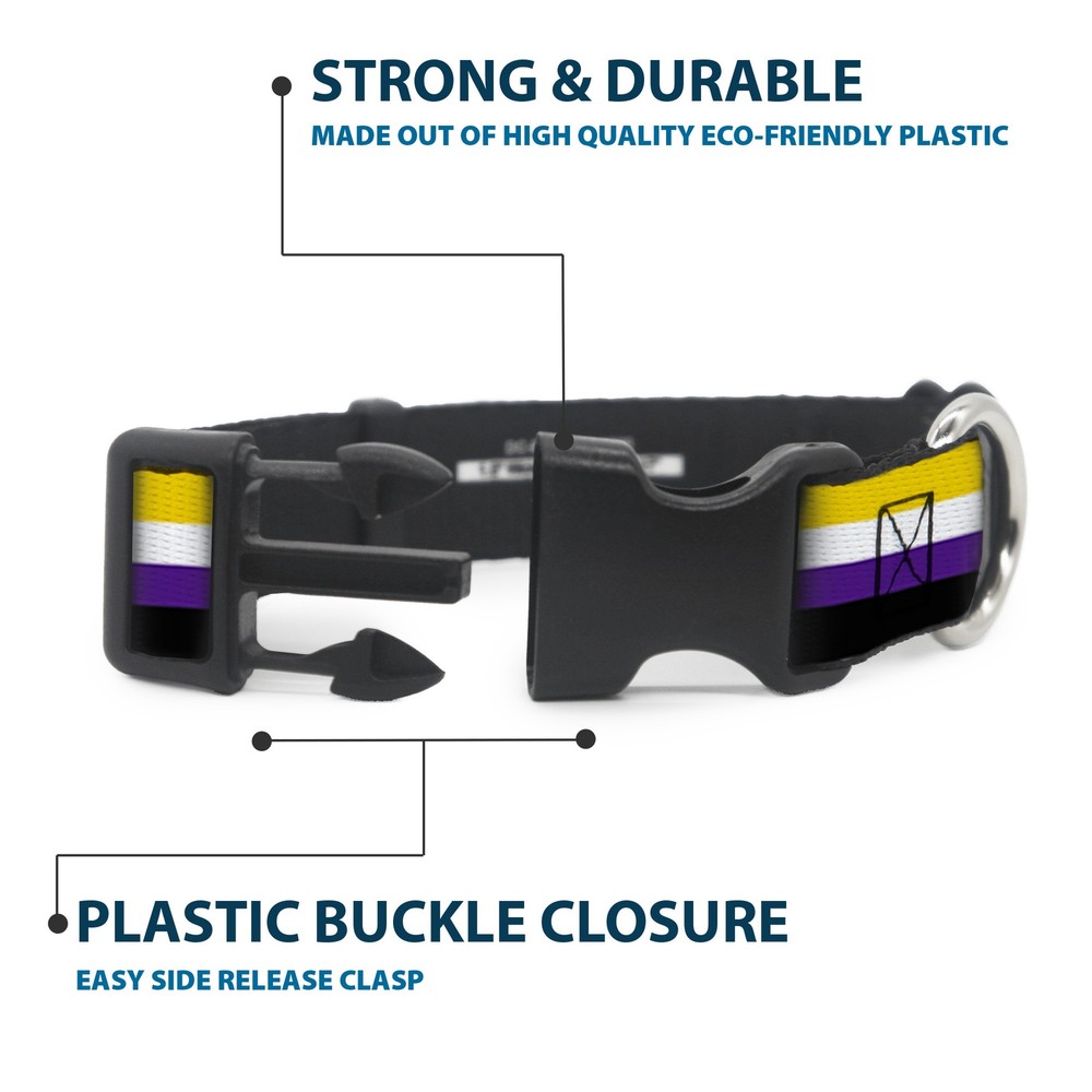 Plastic Clip Collar Flag Non-Binary Stripe NARROW-Large 9.5-14.5"