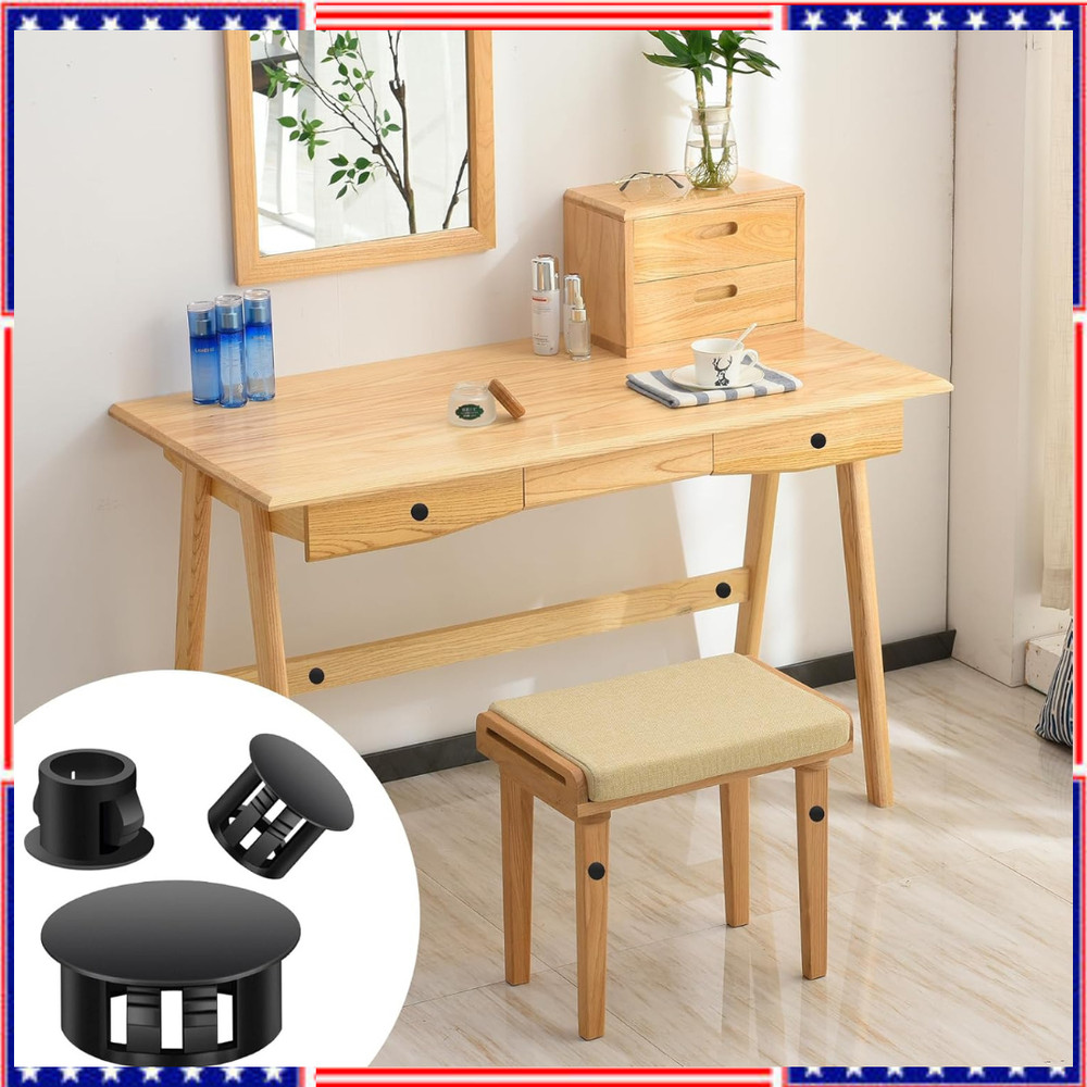 200Pcs 9 Sizes Nylon Plastic Hole Plugs Black Round Drill Hole, Flush Type Panel