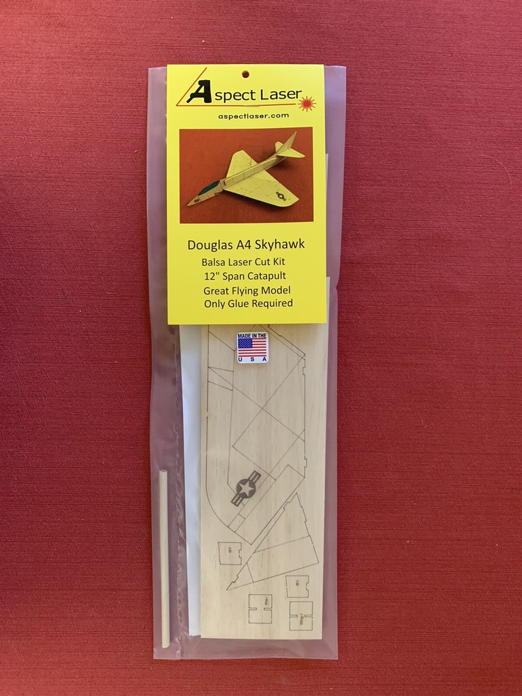 FUN! Aspect Laser A4 Skyhawk Balsa Catapult Glider Laser Kit 12" Span Kit CG-2