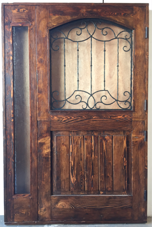 Rustic solid alder door Pre Hung one side lite 2 sets trim Glass U choose size