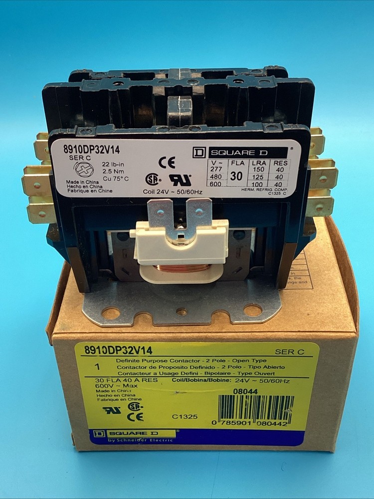 SQUARE D 8910DP32V14 Definite Purpose Contactor Ser C (ships FREE) New Open Box