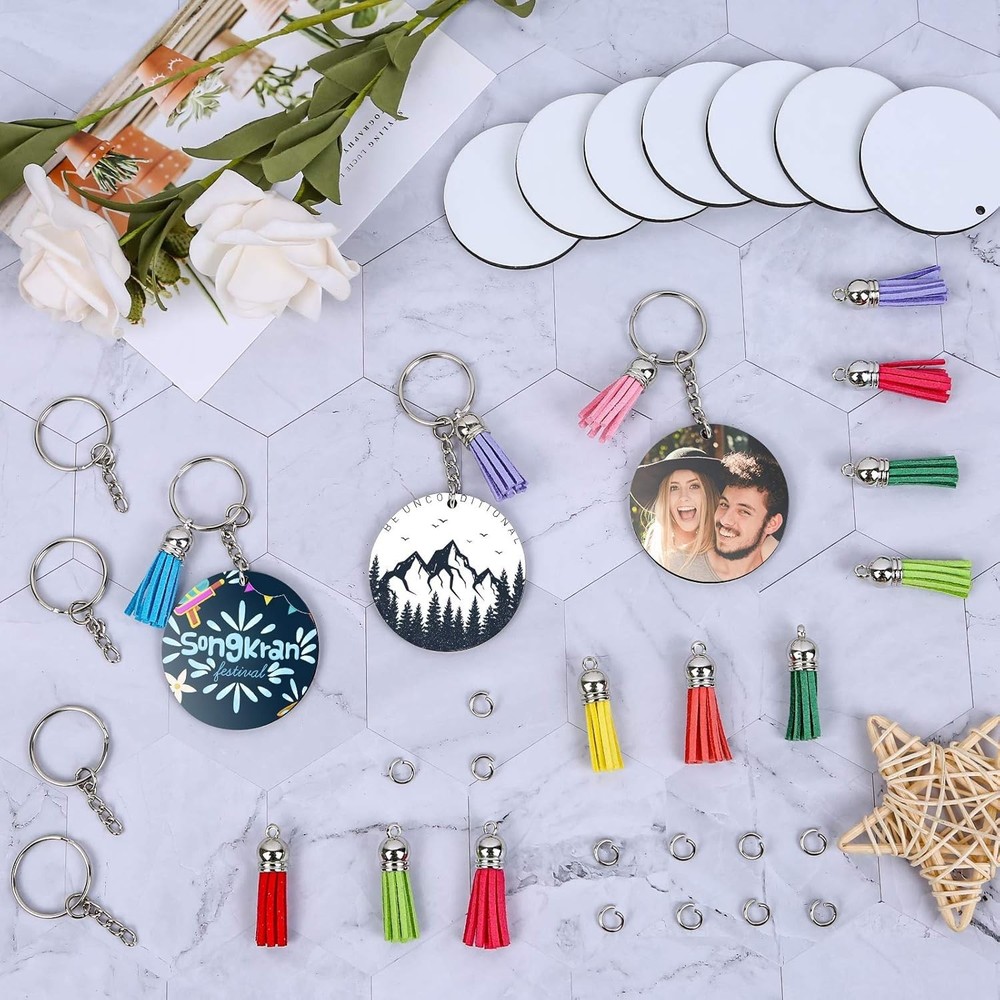 80 PC Double-Sided Sublimation Blanks Keychain Kit for Creative DIY Projects