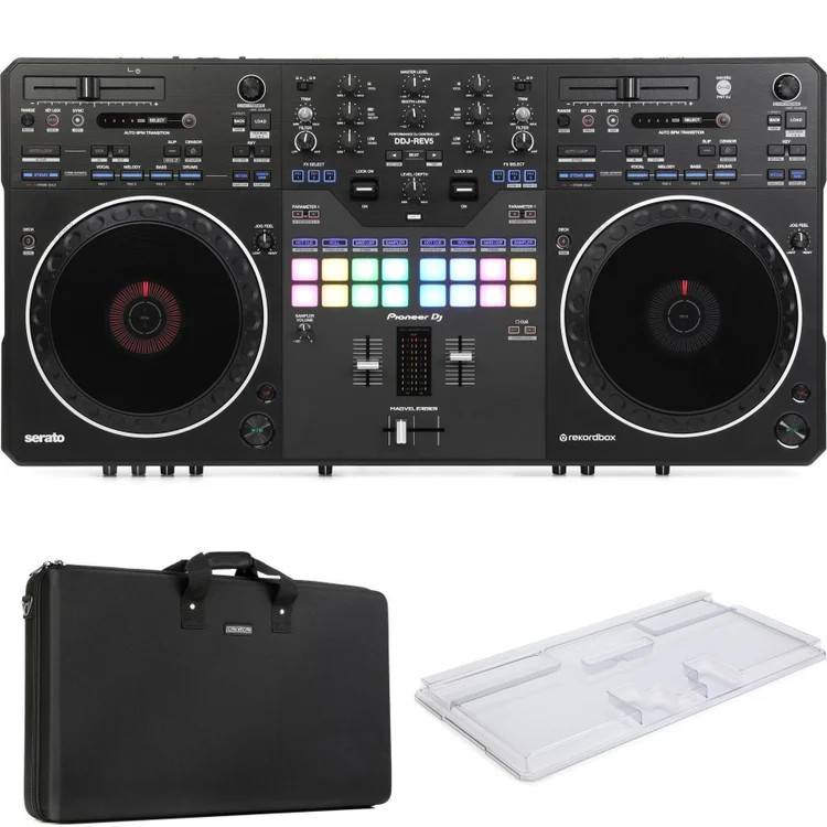 Pioneer DJ DDJ-REV5 4-deck DJ Controller with CTRL Case and Decksaver