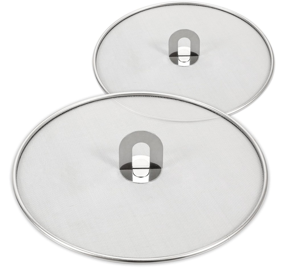 Splatter Screen for Kitchen, Stainless Steel Fine Mesh 2PCS, Silver