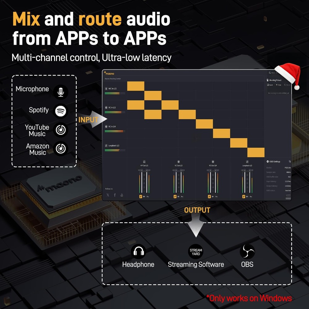 USB Audio Interface for PC: Interface with XLR Input 24-bit/192kHz Routing