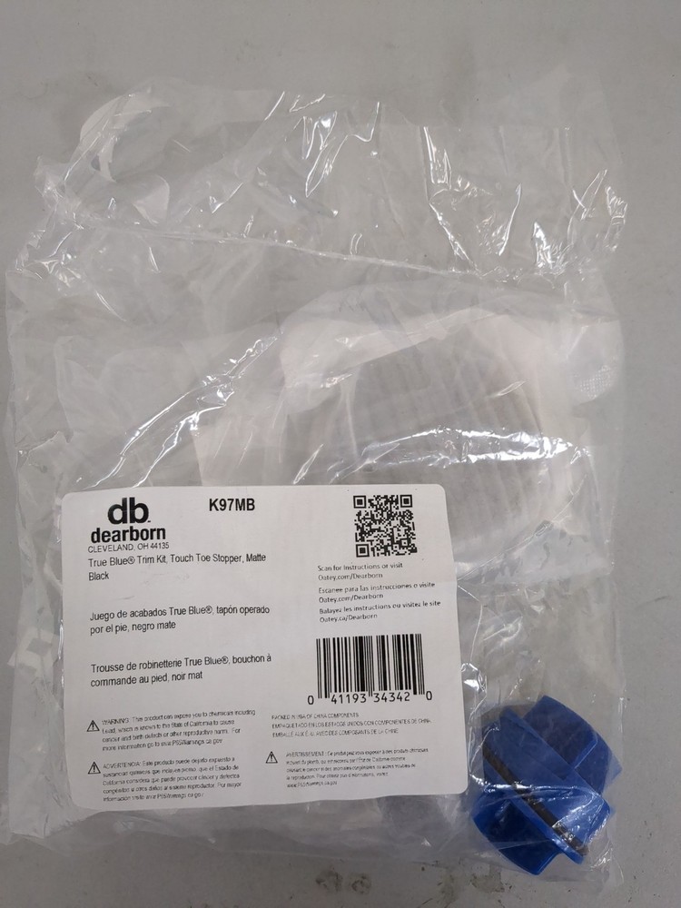 Dearborn K97MB True Blue 1-1/2" Tub Drain Kit - with Overflow - Matte Black