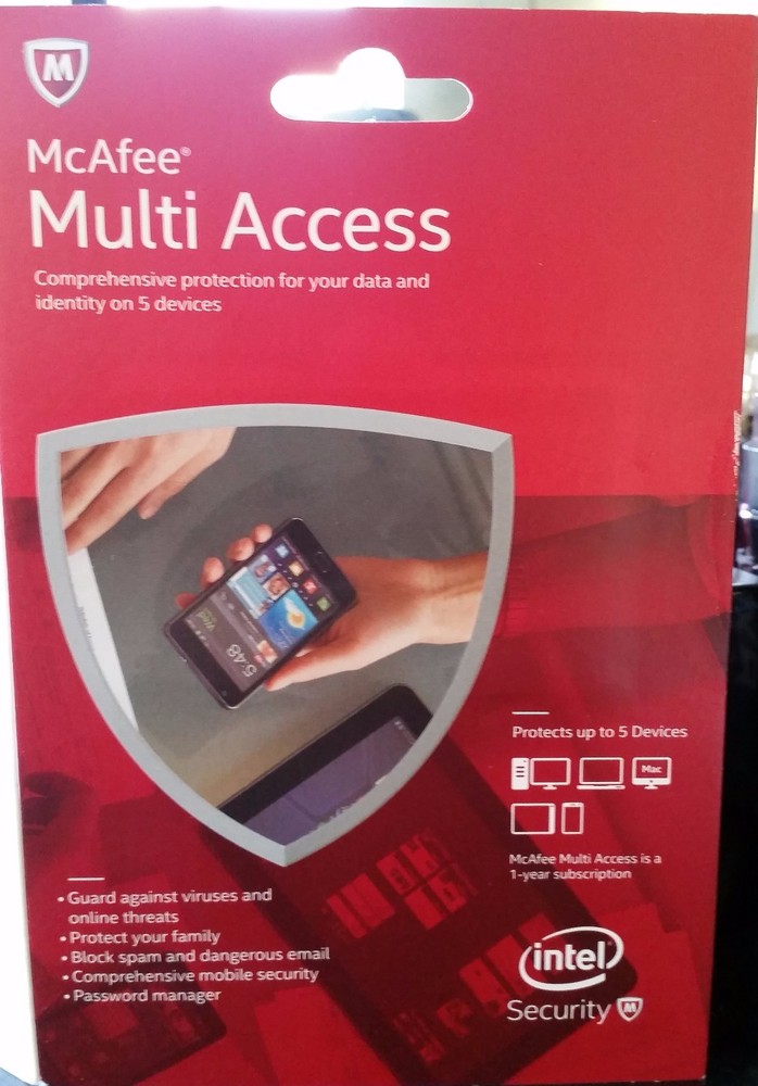 McAfee Antivirus Multi Access 2017 1 Year 1 User Protect 5 Devices