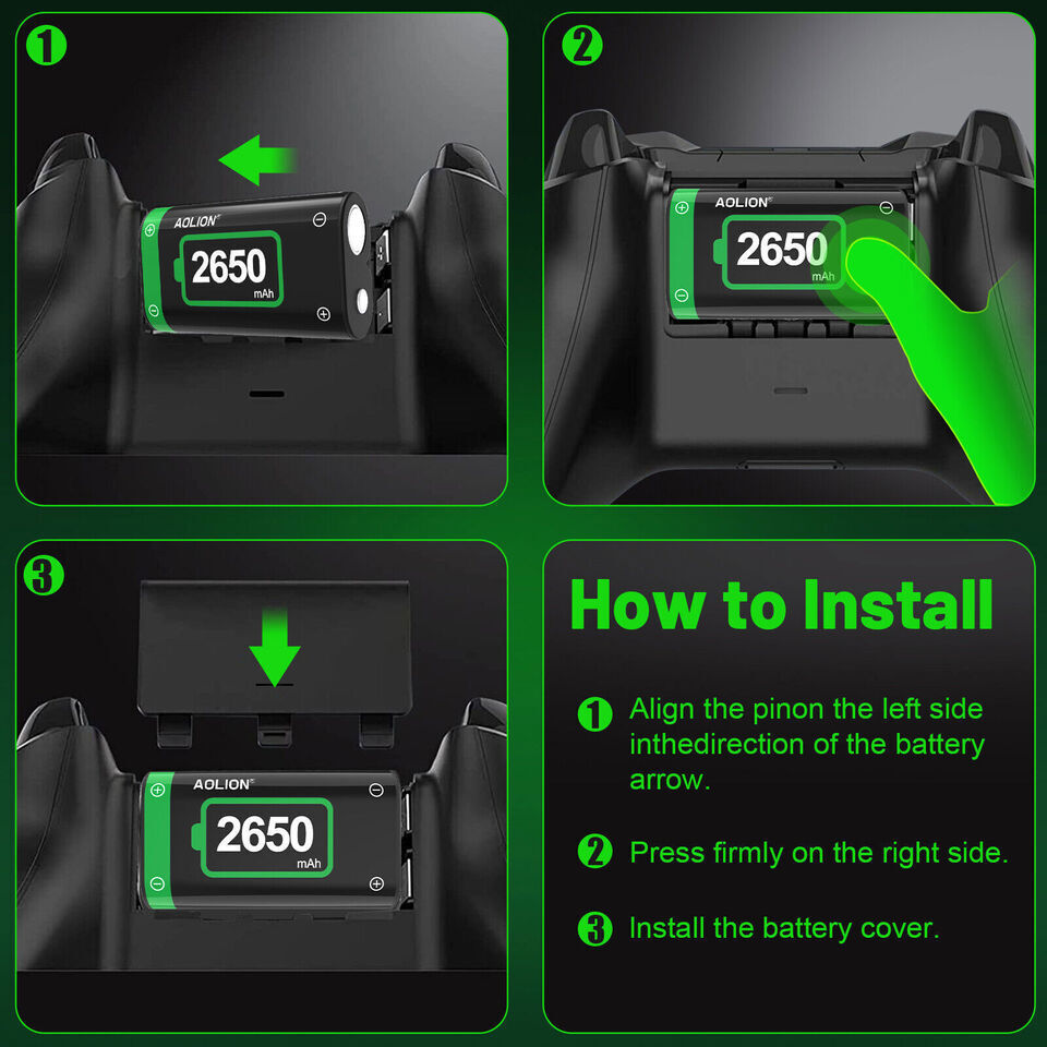 For XBOX ONE Controller Play Charging Dock + 2x Rechargeable Battery SHIP NOW