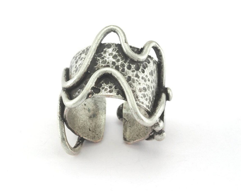 Adjustable Bezel Ring Antique Silver Plated brass 18mm 7.5US inner size 3189