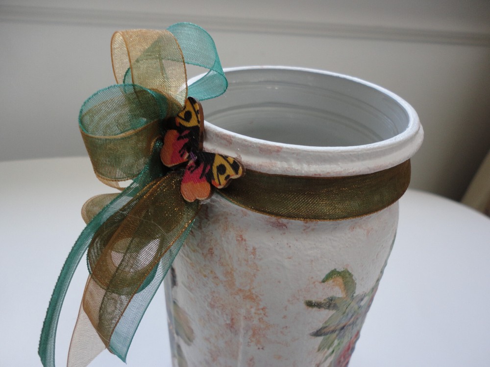 Decoupage Quart Mason Jar, Pears, Grapes ( Handmade)