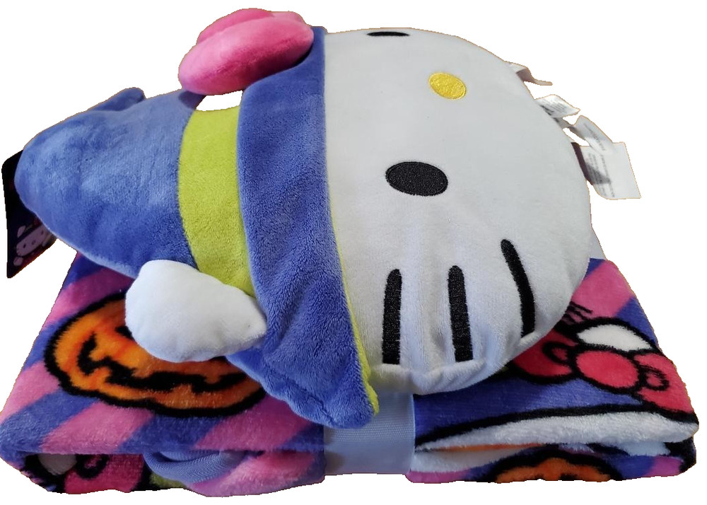 Nogginz Hello Kitty Witch Pillow & Plush Blanket Set 2025 Halloween Soft Poly