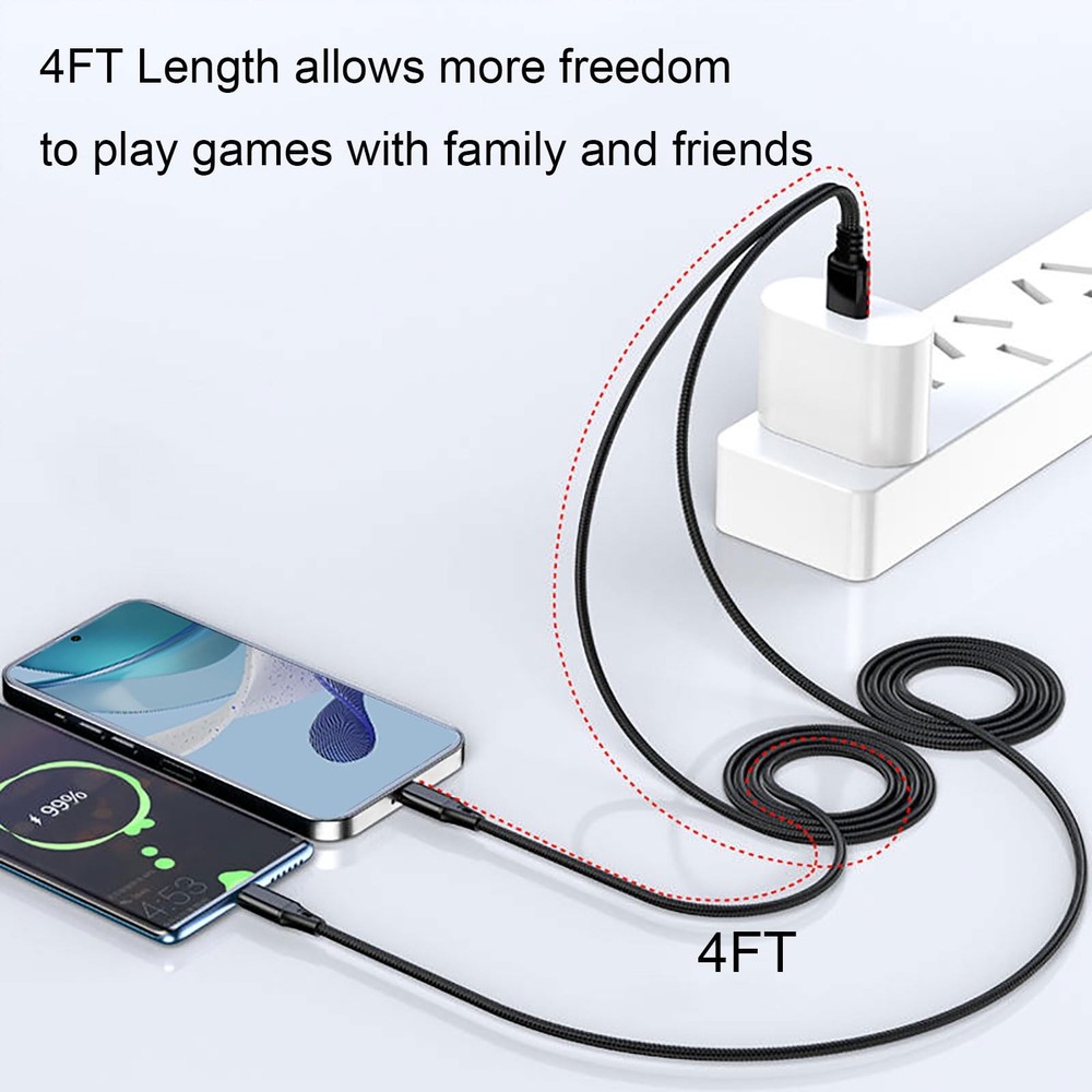 4FT 2Pack Dual USB C Multi Type C Splitter Cable,2 in 1 4FT, Black