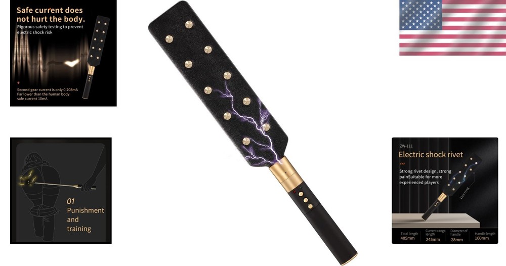 Electric Shock Leather Paddle for BDSM Play Adjustable Sensory Stimulation