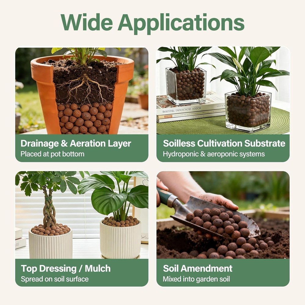 2 LB Expanded Clay Pebbles - 4mm-16mm Size for Optimal Soil Alternatives