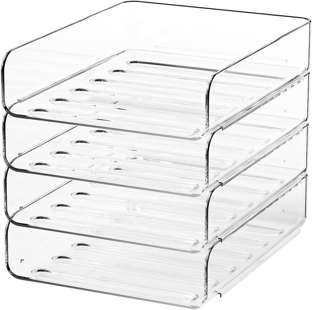 4-Tier Acrylic Paper Tray Organizer | Clear Stackable Desk Organizer for Documen