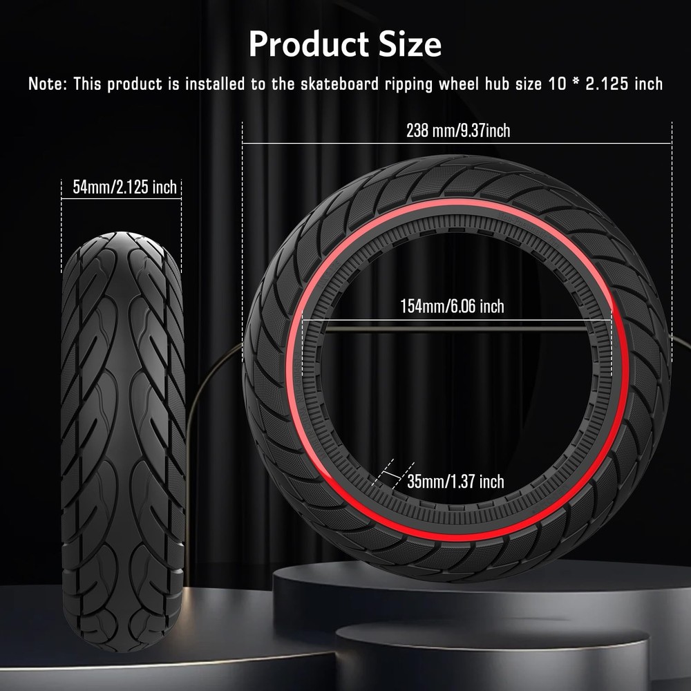 Cooryda 10x2.125 Solid Scooter Tire Tubeless Rubber Replacement Front/Rear