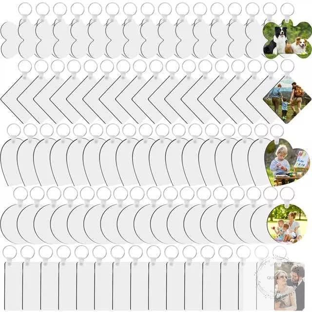 135Pcs Sublimation Keychain Blanks Bulk,MDF Keychain Double Sided Heat Transfer