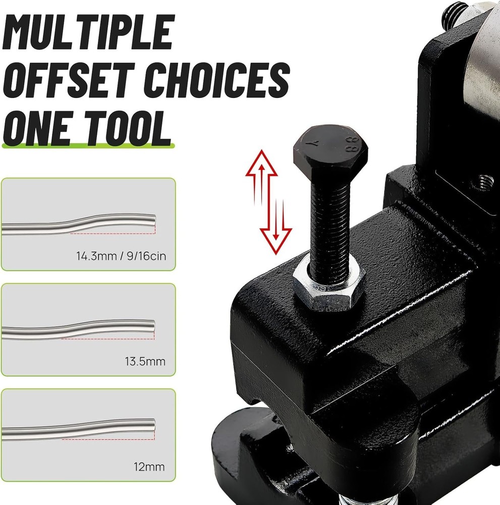 Conduit Bender, 12~14.3mm（9/16in）- Adjustable Offset for Flexible & Precise Bend