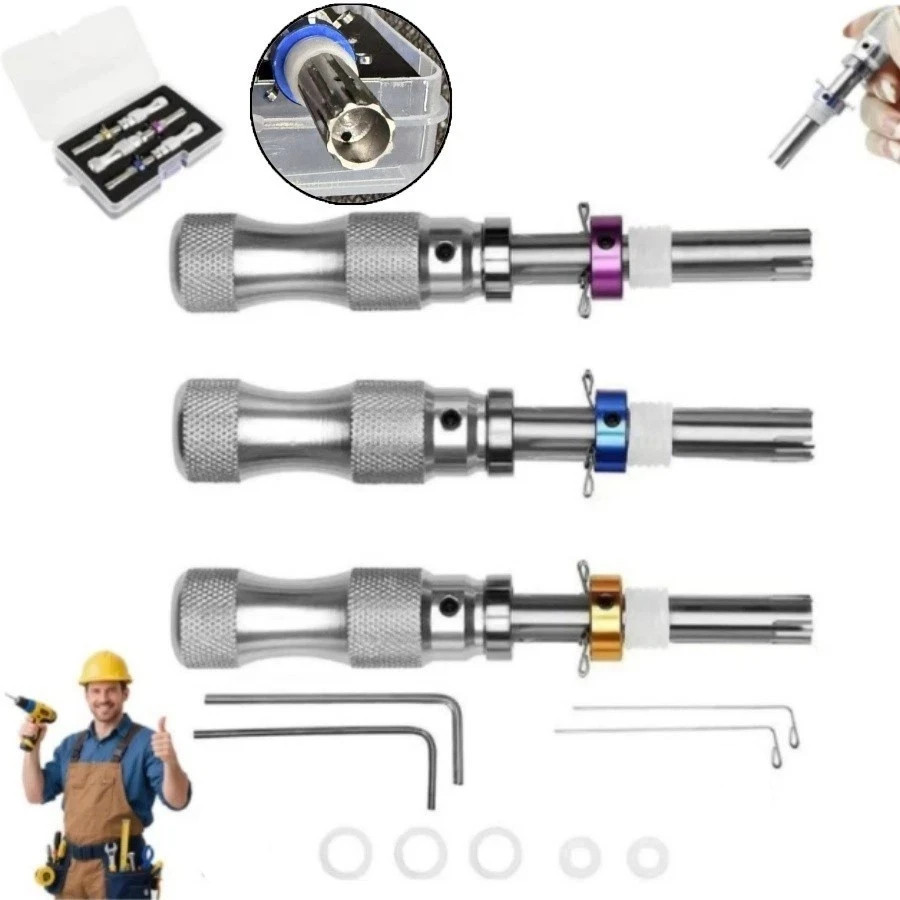 3PC 7 Pin Advanced Tubular Lock Tool Set For Padlock Hook Tool Seal Pick Puller-