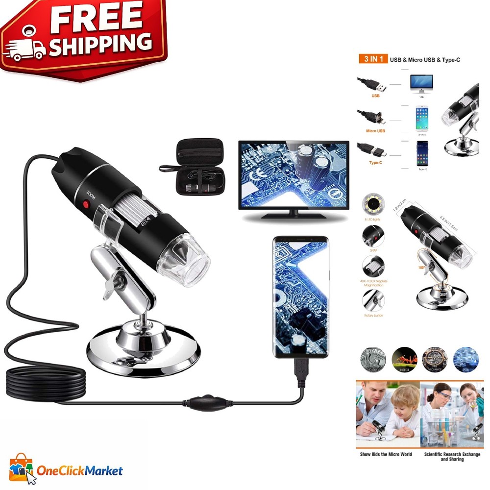 Explore Micro-Details: USB Microscope 40X-1000X with Screencapture Functionality