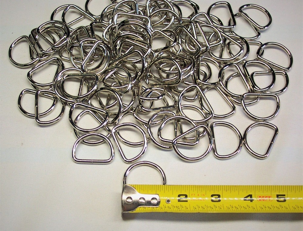 NEW, Qty. 100, Silver D-rings size = 1"