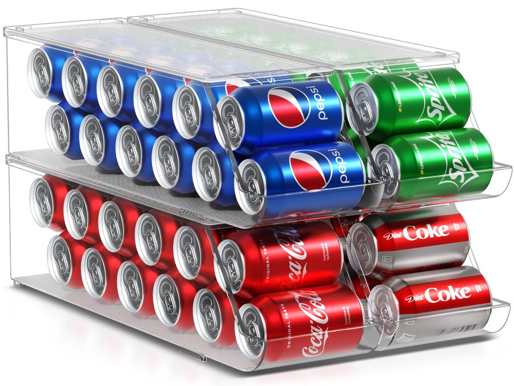 Sorbus Soda Can Organizer for Refrigerator - Stackable w Lid - Holds 48 Cans