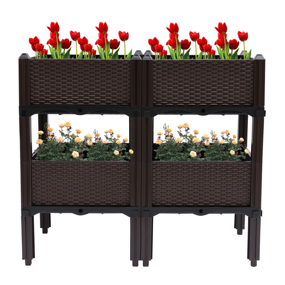 Plastic Raised Garden Bed Flower Planter Box Elevated Bed Vegetables Plantter