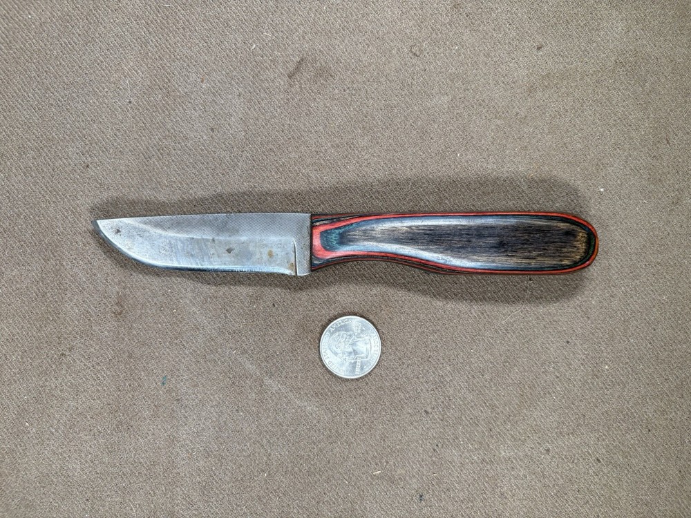 Antique File Knife With Sheath Multicolored Handle