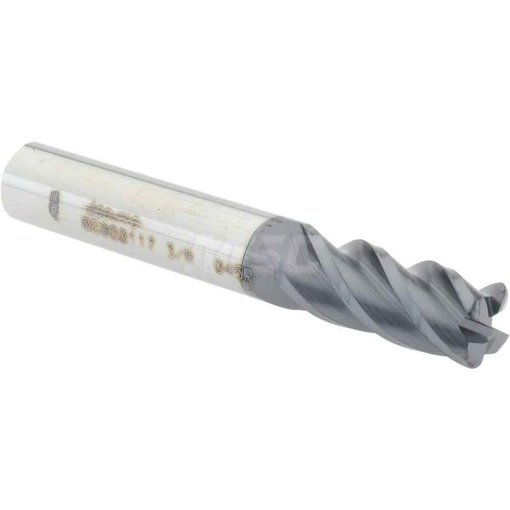Accupro 3/8" Diam 4 Flute Single End Solid Carbide 0.045" Corner Radius End M...