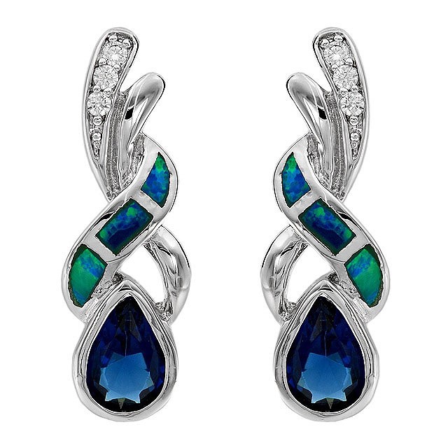 2CT Treated Sapphire 925 Sterling Silver Earrings EO4