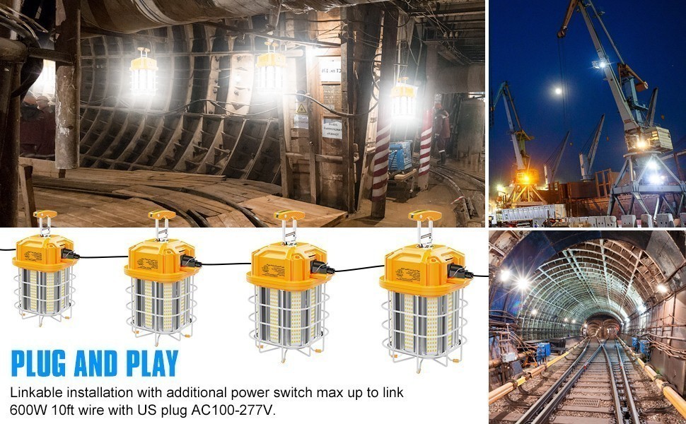 Linkable LED Temporary Work Light 100W Constructions Industrial Work Lamp 5000K