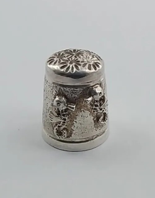 Unusual Vintage Solid Silver Thimble With Sea Horses - Birmingham 1997