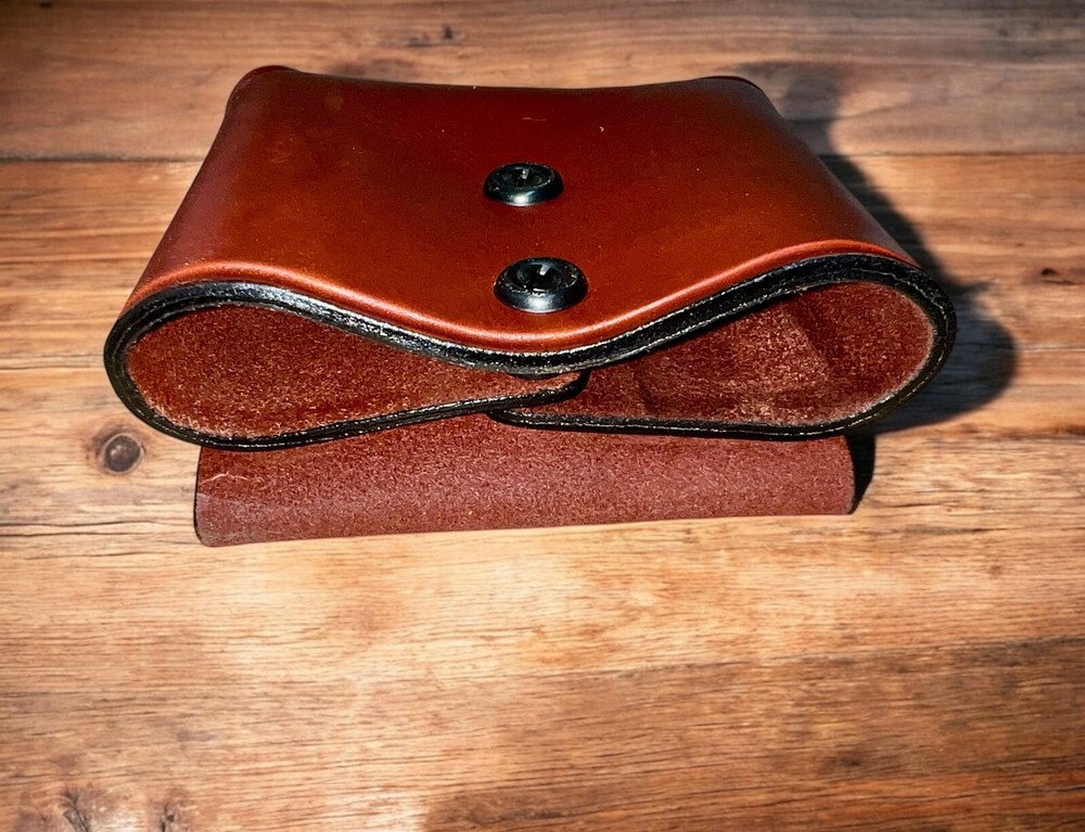 Brown Leather Magazine & Flashlight Pouch for 9mm Double Stack SIGS WALTHER...