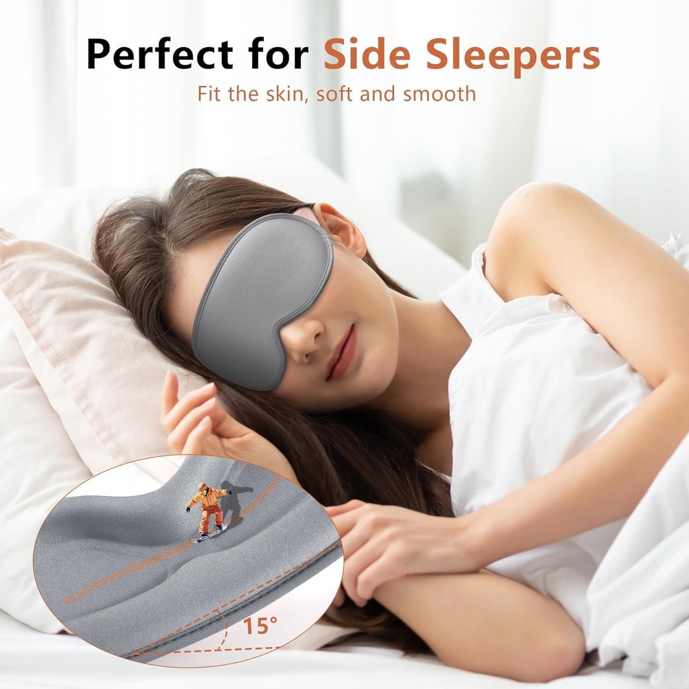 Sleep Mask for Side Sleeper Women Men, Eye Sleeping Light Grey
