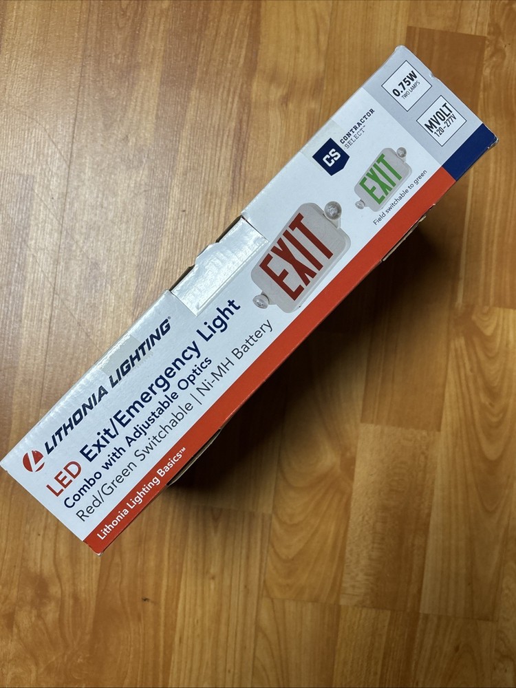 Lithonia Lighting Switch Hardwired LED White Exit Sign and Emergency Light OPEN